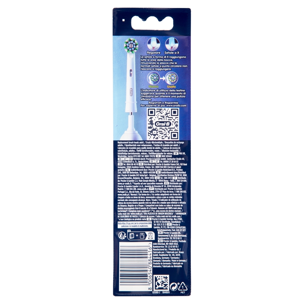 Oral-B Testine di Ricambio Pro Cross Action per Spazzolino Elettrico Denti Ricaricabile 2 pz